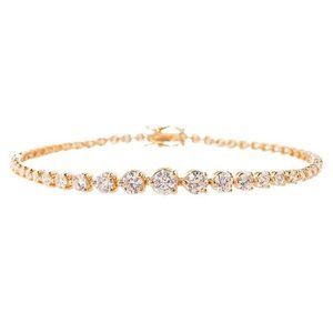 14K Gold  3.10 ct Round Genuine Diamond Graduated